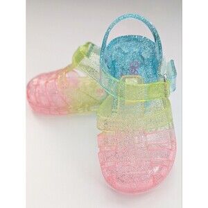 OshKosh B'gosh Baby (Size 4) Glitter Jelly Sandals in Pastel Rainbow Colors